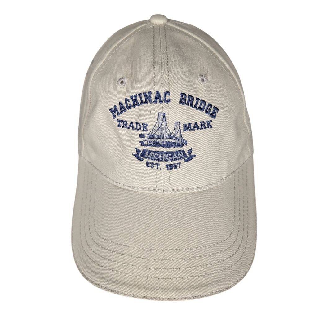 Mackinac Bridge Michigan Est 1957 Baseball‎ cap Khaki Adjustable Strap Dad hat